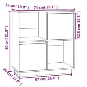 Ντουλάπι Γκρι 74 x 35 x 80 εκ. από Μασίφ Ξύλο Πεύκου