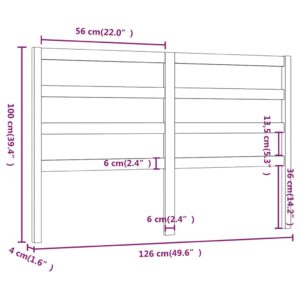 Κεφαλάρι Κρεβατιού 126 x 4 x 100 εκ. από Μασίφ Ξύλο Πεύκου