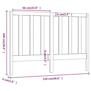 Κεφαλάρι Κρεβατιού 126 x 4 x 100 εκ. από Μασίφ Ξύλο Πεύκου