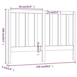 Κεφαλάρι Κρεβατιού Λευκό 126 x 4 x 100 εκ. Μασίφ Ξύλο Πεύκου