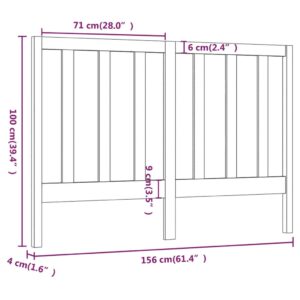 Κεφαλάρι Κρεβατιού 156 x 4 x 100 εκ. από Μασίφ Ξύλο Πεύκου