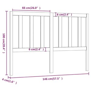 Κεφαλάρι Κρεβατιού Μαύρο 146 x 4 x 100 εκ. Μασίφ Ξύλο Πεύκου