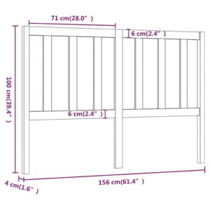 Κεφαλάρι Κρεβατιού Γκρι 156 x 4 x 100 εκ. από Μασίφ Ξύλο Πεύκου