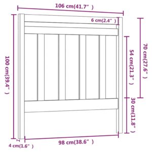 Κεφαλάρι Κρεβατιού Μαύρο 106 x 4 x 100 εκ. Μασίφ Ξύλο Πεύκου