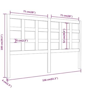 Κεφαλάρι Κρεβατιού Γκρι 156 x 4 x 100 εκ. από Μασίφ Ξύλο Πεύκου