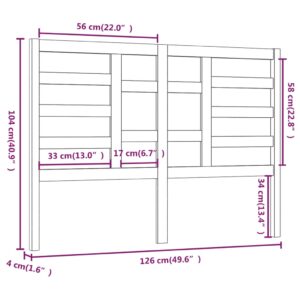 Κεφαλάρι Κρεβατιού Λευκό 126 x 4 x 104 εκ. Μασίφ Ξύλο Πεύκου