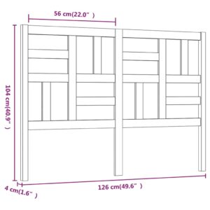 Κεφαλάρι Κρεβατιού Γκρι 126x4x104 εκ. από Μασίφ Ξύλο Πεύκου