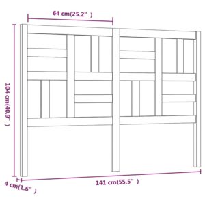 Κεφαλάρι Κρεβατιού Γκρι 141x4x104 εκ. από Μασίφ Ξύλο Πεύκου