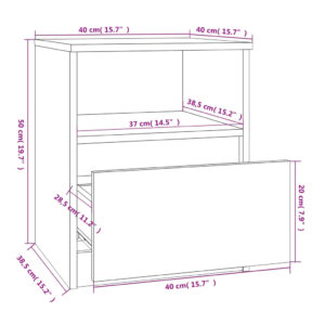 Κομοδίνο Καπνιστή Δρυς 40 x 40 x 50 εκ. από Επεξεργασμένο Ξύλο