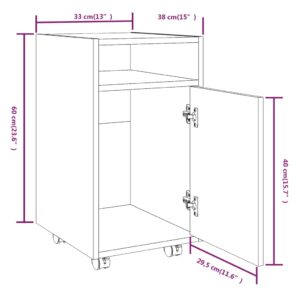 Ντουλάπι με Ροδάκια Καπνιστή Δρυς 33x38x60 εκ. Επεξεργ. ξύλο