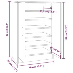 Παπουτσοθήκη Καφέ Δρυς 60 x 35 x 92 εκ. από Επεξεργασμένο Ξύλο