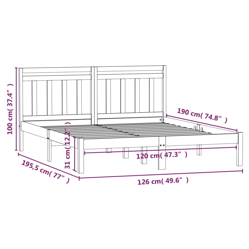 Πλαίσιο Κρεβατιού 120 x 190 εκ. από Μασίφ Ξύλο 4FT Small Double