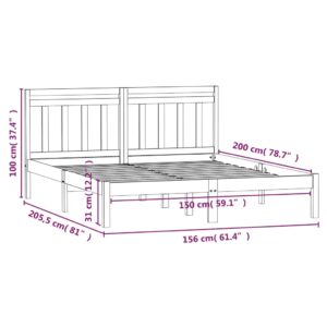 Πλαίσιο Κρεβατιού 150 x 200 εκ. από Μασίφ Ξύλο 5FT King Size