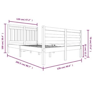 Πλαίσιο Κρεβατιού Καφέ Μελί 120 x 200 εκ. Μασίφ Ξύλο