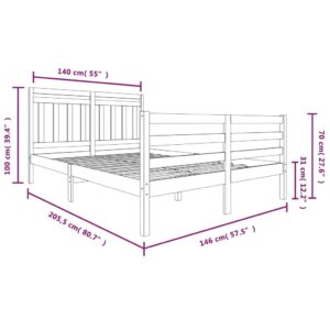 Πλαίσιο Κρεβατιού Καφέ Μελί 140 x 200 εκ. από Μασίφ Ξύλο