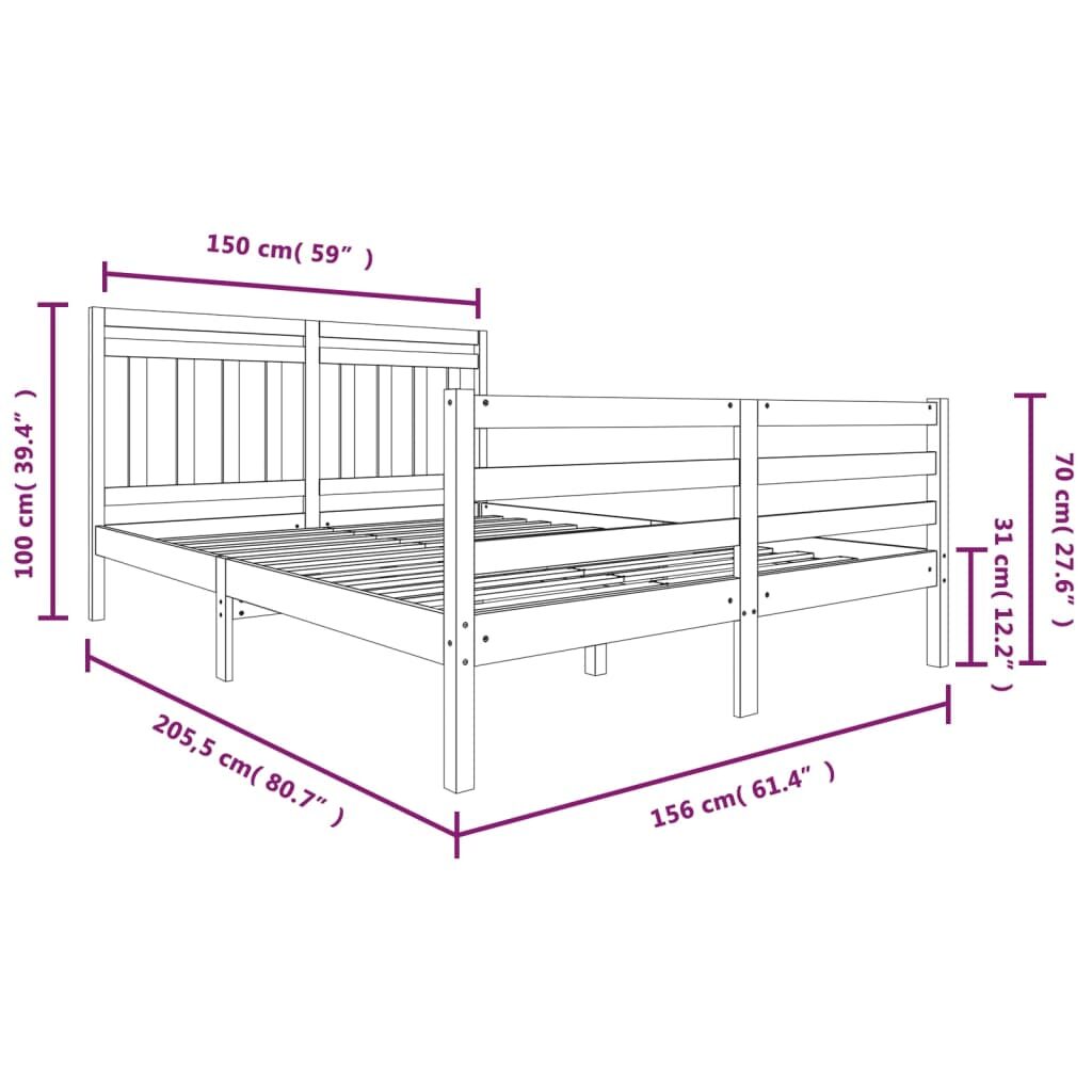 Πλαίσιο Κρεβατιού 150 x 200 εκ. από Μασίφ Ξύλο 5FT King Size