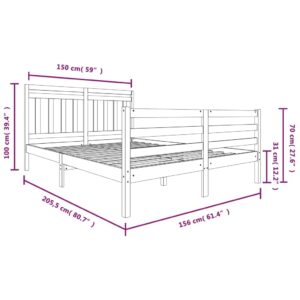 Πλαίσιο Κρεβατιού 150 x 200 εκ. από Μασίφ Ξύλο 5FT King Size