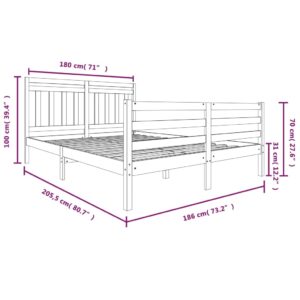 Πλαίσιο Κρεβατιού Λευκό 180 x 200 εκ Ξύλο Πεύκου 6FT Super King