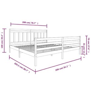 Πλαίσιο Κρεβατιού Καφέ Μελί 200 x 200 εκ. από Μασίφ Ξύλο