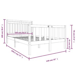 Πλαίσιο Κρεβατιού Μαύρο 135 x 190 εκ. Μασίφ Ξύλο 4FT6 Double