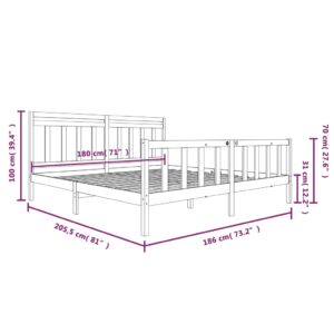 Πλαίσιο Κρεβατιού Λευκό 180 x 200 εκ Ξύλο Πεύκου 6FT Super King