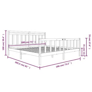 Πλαίσιο Κρεβατιού Γκρι 180 x 200 εκ Ξύλο Πεύκου 6FT Super King