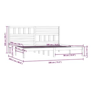 Πλαίσιο Κρεβατιού Μαύρο 180x200 εκ. Μασίφ Πεύκο 6FT Super King