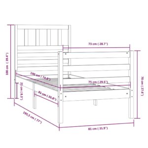 Πλαίσιο Κρεβατιού Μελί 75x190 εκ. Μασίφ Ξύλο 2FT6 Small Single