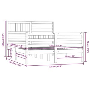 Πλαίσιο Κρεβατιού Λευκό 120x190εκ Ξύλο Πεύκου 4FT Small Double