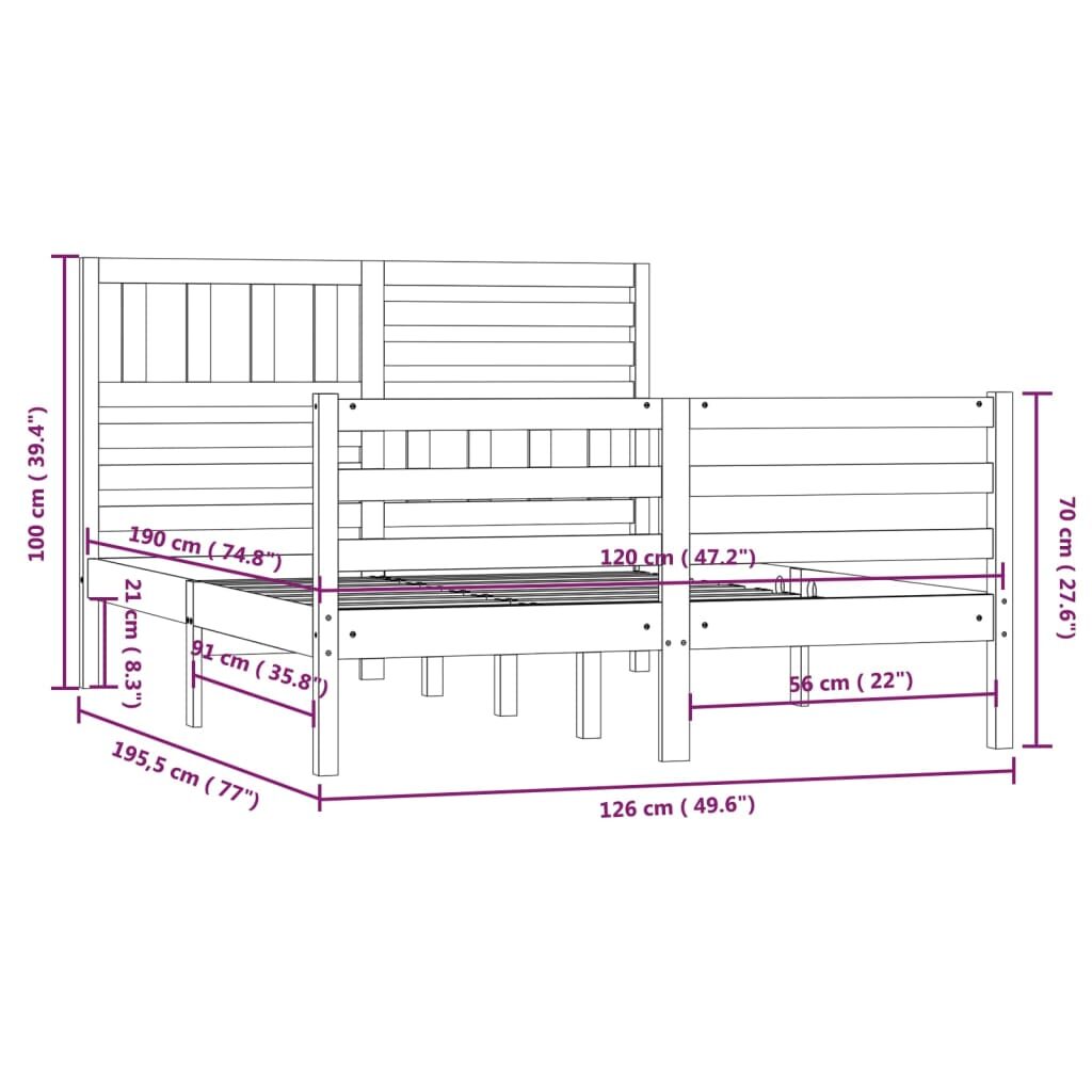 Πλαίσιο Κρεβατιού Μελί 120 x 190εκ Ξύλο Πεύκου 4FT Small Double