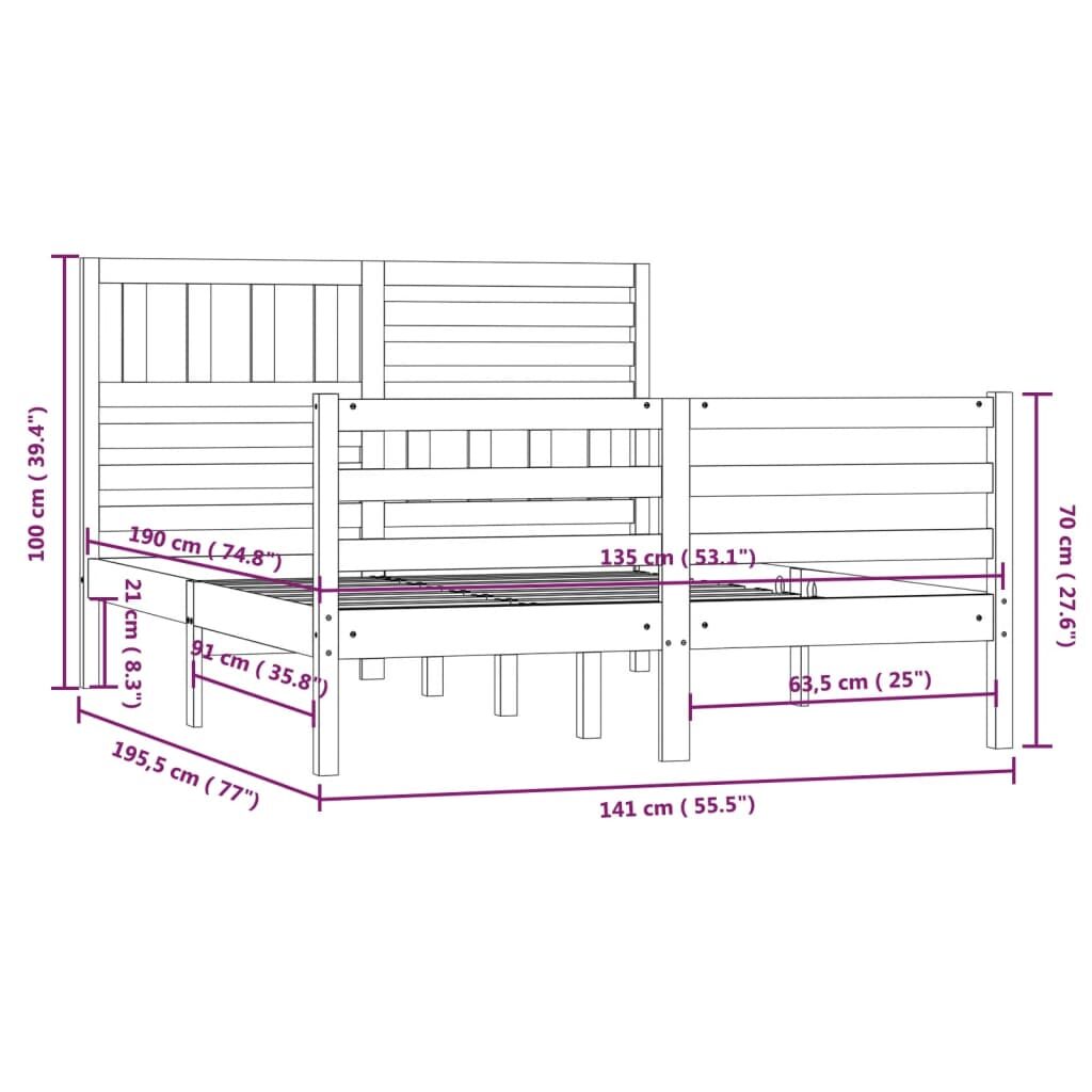 Πλαίσιο Κρεβατιού Μελί 135 x 190 εκ Ξύλο Πεύκου 4FT6 Double