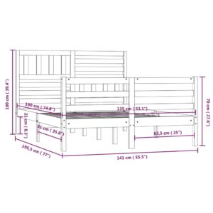 Πλαίσιο Κρεβατιού Μελί 135 x 190 εκ Ξύλο Πεύκου 4FT6 Double