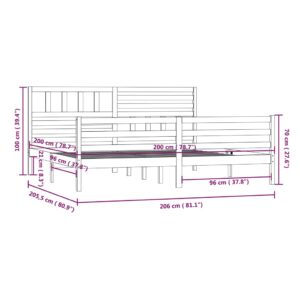 Πλαίσιο Κρεβατιού Γκρι 200 x 200 εκ. από Μασίφ Ξύλο