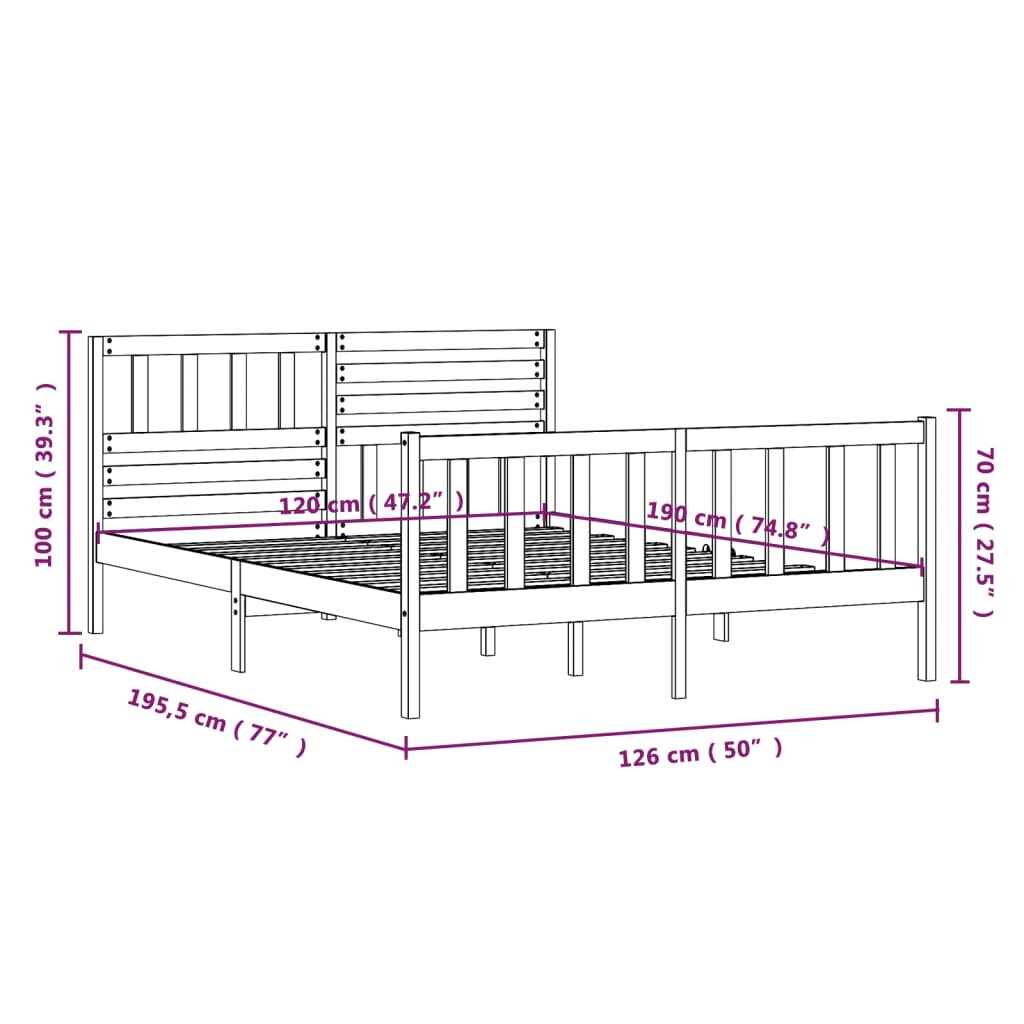 Πλαίσιο Κρεβατιού Γκρι 120x190 εκ Ξύλο Πεύκου 4FT Small Double