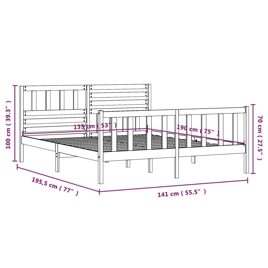 Πλαίσιο Κρεβατιού Μελί 135 x 190 εκ Ξύλο Πεύκου 4FT6 Double