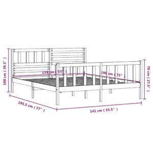 Πλαίσιο Κρεβατιού Μαύρο 135 x 190εκ από Ξύλο Πεύκου 4FT6 Double