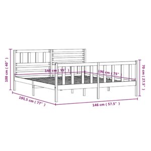 Πλαίσιο Κρεβατιού Καφέ Μελί 140 x 190 εκ. από Μασίφ Ξύλο