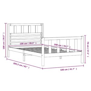 Πλαίσιο Κρεβατιού Γκρι 100 x 200 εκ. από Μασίφ Ξύλο