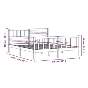 Πλαίσιο Κρεβατιού Γκρι 120 x 200 εκ. από Μασίφ Ξύλο