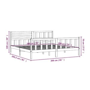 Πλαίσιο Κρεβατιού Καφέ Μελί 200 x 200 εκ. από Μασίφ Ξύλο