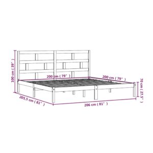 Πλαίσιο Κρεβατιού 200 x 200 εκ. από Μασίφ Ξύλο Πεύκου