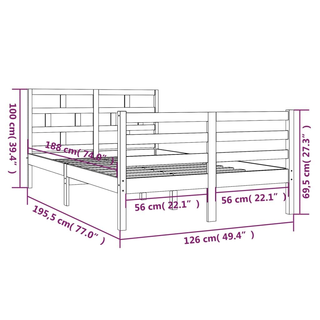 Πλαίσιο Κρεβατιού Λευκό 120x190εκ Ξύλο Πεύκου 4FT Small Double