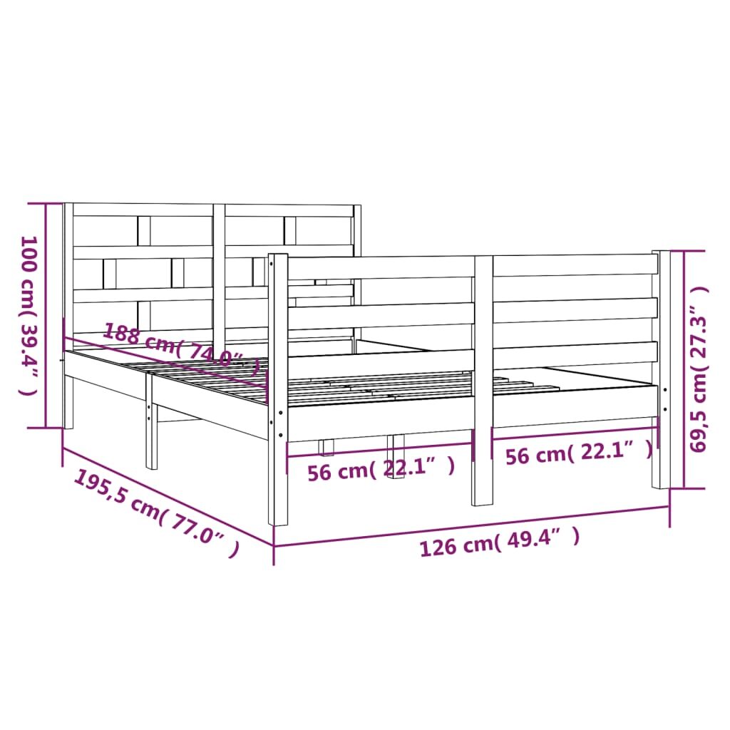 Πλαίσιο Κρεβατιού Μελί 120 x 190εκ Ξύλο Πεύκου 4FT Small Double