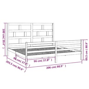 Πλαίσιο Κρεβατιού Καφέ Μελί 200 x 200 εκ. από Μασίφ Ξύλο Πεύκου