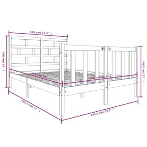 Πλαίσιο Κρεβατιού Καφέ Μελί 140 x 190 εκ. από Μασίφ Ξύλο Πεύκου