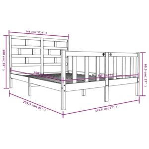 Πλαίσιο Κρεβατιού Γκρι 140 x 200 εκ. από Μασίφ Ξύλο Πεύκου