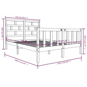 Πλαίσιο Κρεβατιού Γκρι 150x200εκ Μασίφ Ξύλο Πεύκου 5FT KingSize