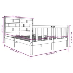 Πλαίσιο Κρεβατιού Γκρι 160 x 200 εκ. από Μασίφ Ξύλο Πεύκου