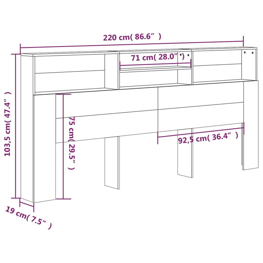 Κεφαλάρι Με Αποθηκευτικό Χώρο Μαύρο 220 x 19 x 103