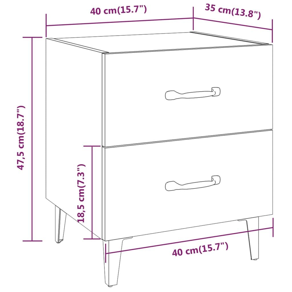 Κομοδίνο Καφέ Δρυς 40 x 35 x 47